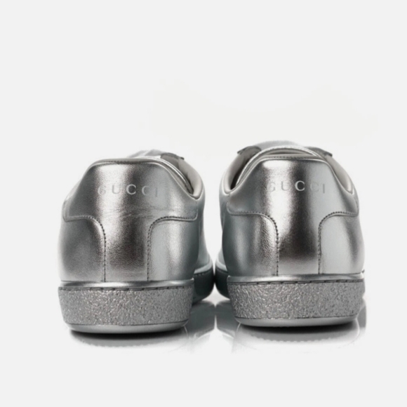GUCCI Ace Low-top Silver Sneakers - Picture 4 of 16